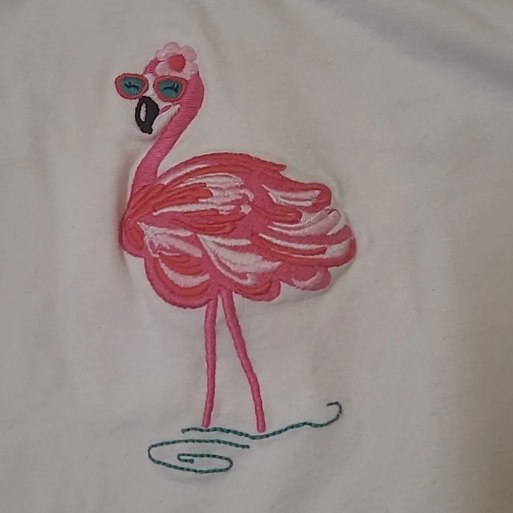 GYMBOREE B'gosh White Tee with Pink Flamingoused‎ good condition.